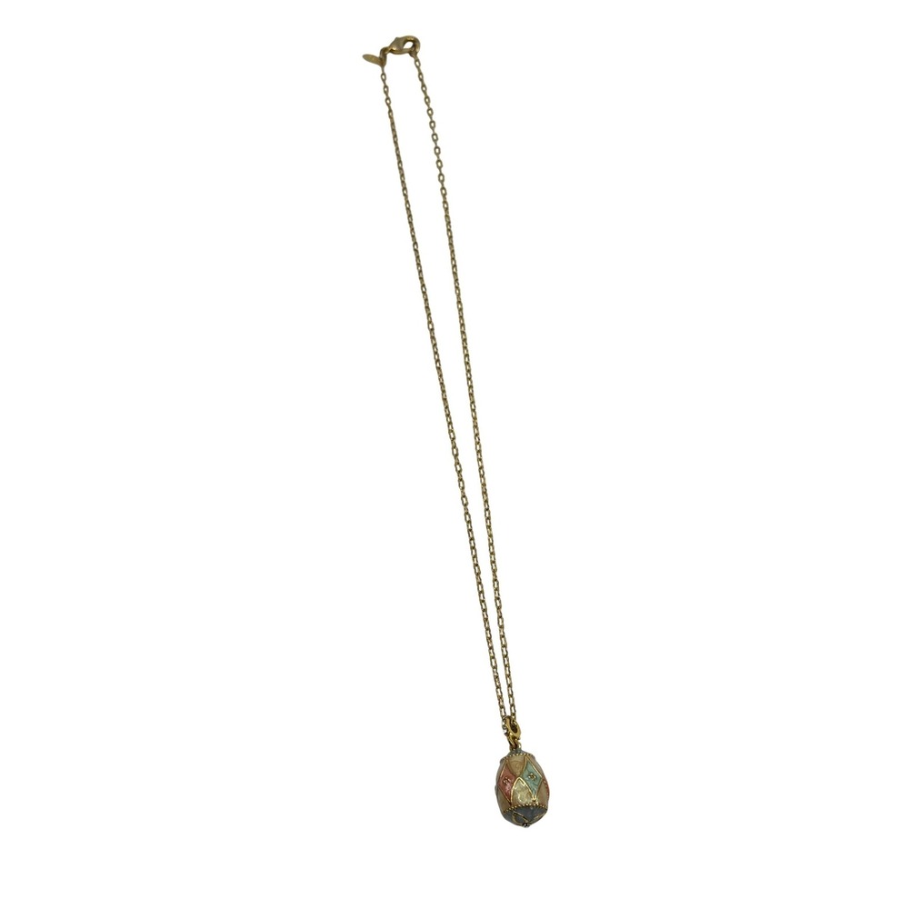 Avon Gold Tone Multiโ Color Enamel Faberge Egg Pendant Necklace Harlequin